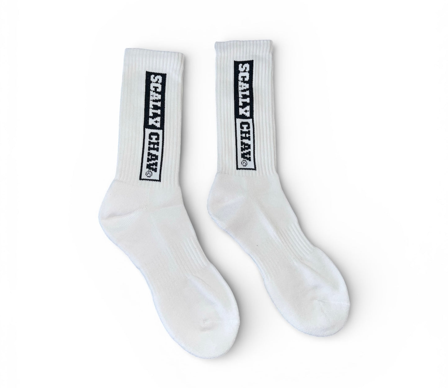 BLACK AND WHITE LOGO CLASIC WHITE CREW SOCK