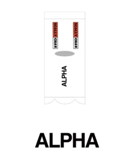 ALPHA SOLES CREW SOCKS RED LOGO