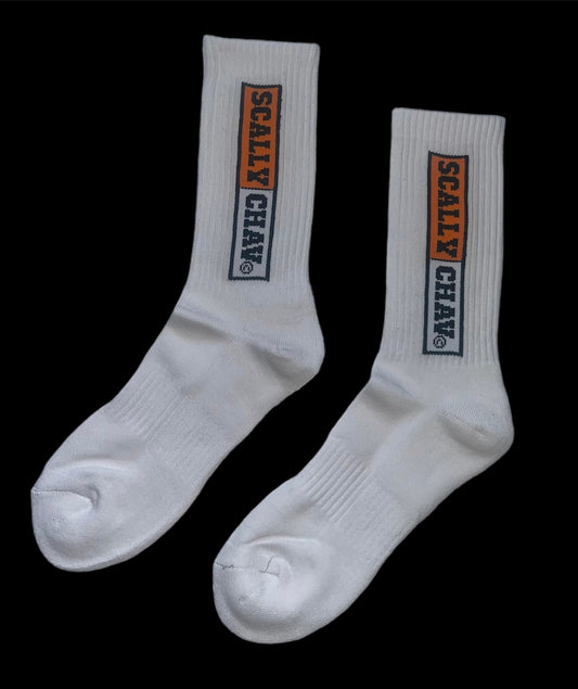 WHITE ORANGE LOGO CLASSIC CREW SOCK
