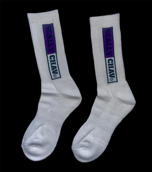 WHITE PURPLE LOGO CLASSIC CREW SOCK
