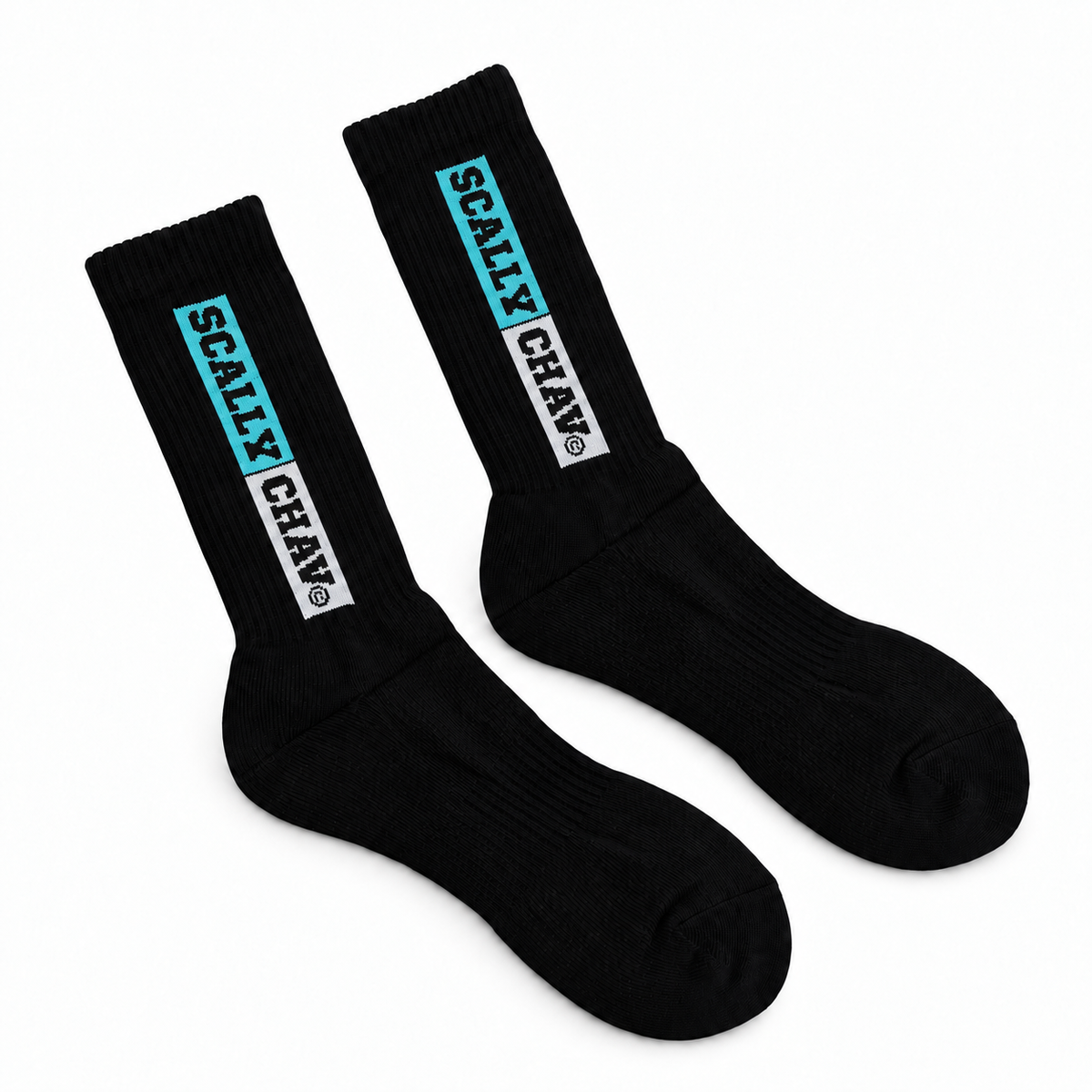 BLACK AQUA LOGO CLASSIC CREW SOCK