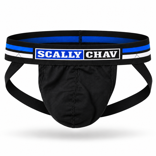 Black Jockstrap Blue Logo
