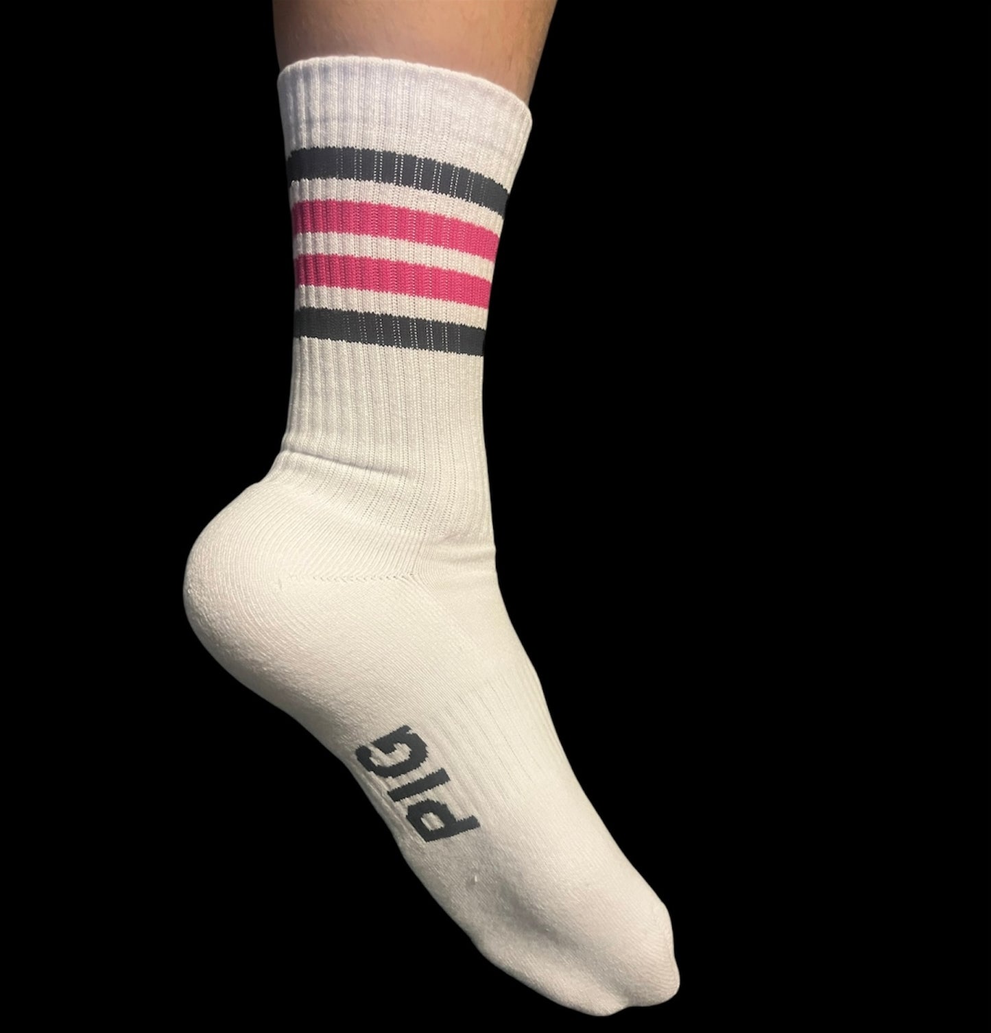 Sub/Pig SOLES pink and black stripe sock