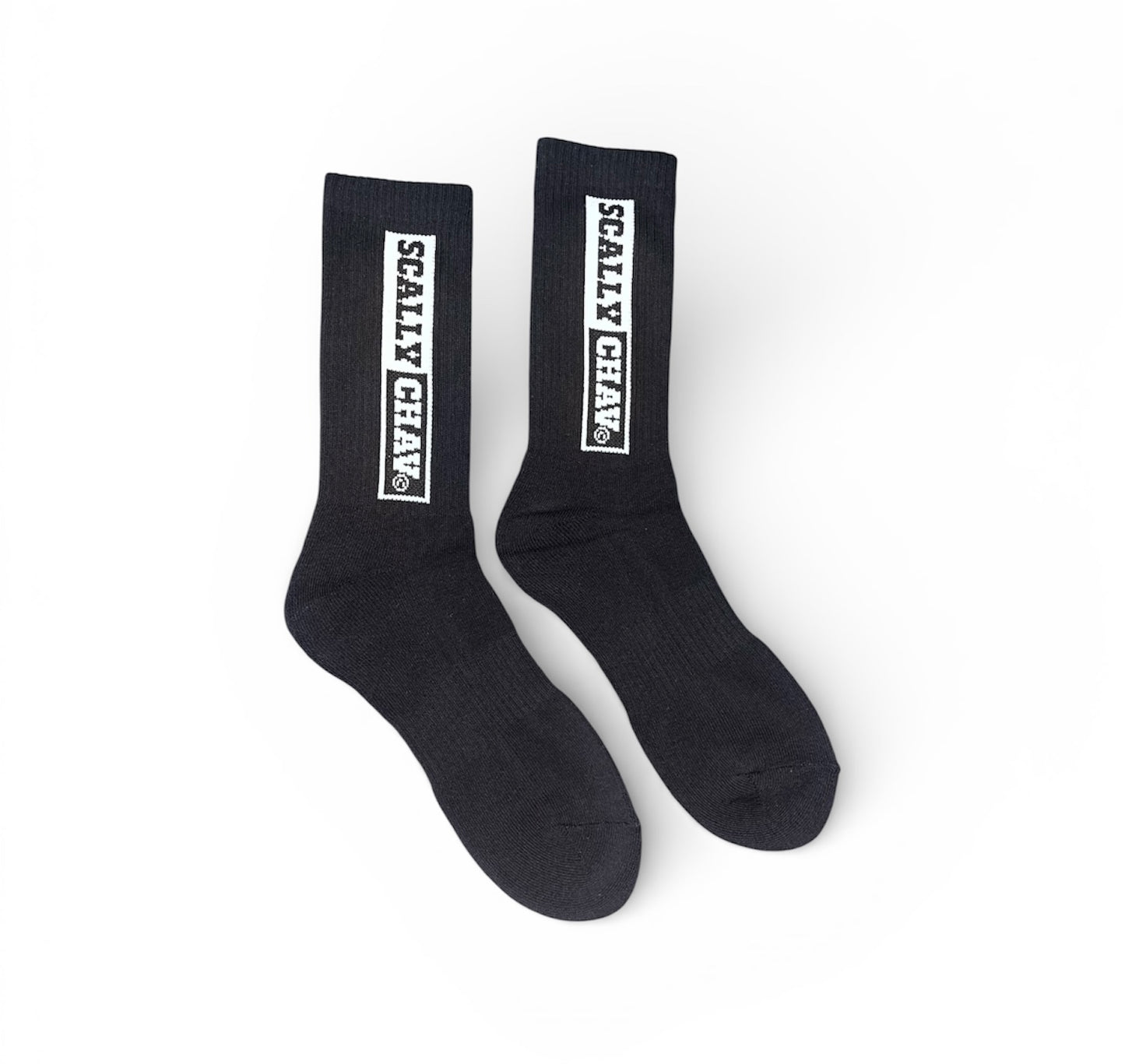 WHITE AND BLACK LOGO CLASIC BLACK CREW SOCK