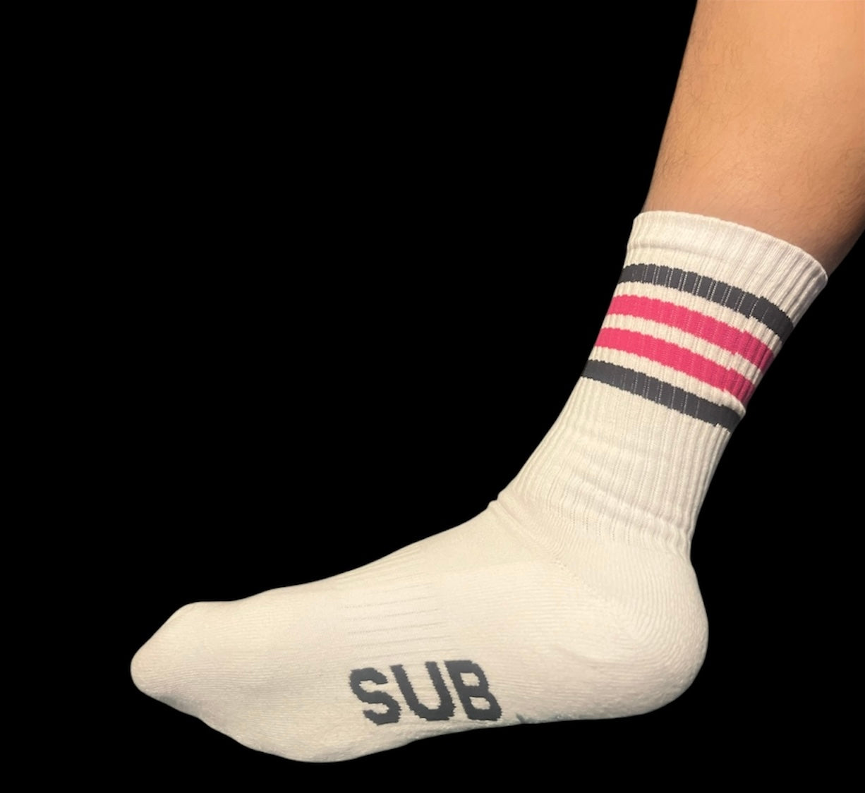 Sub/Pig SOLES pink and black stripe sock