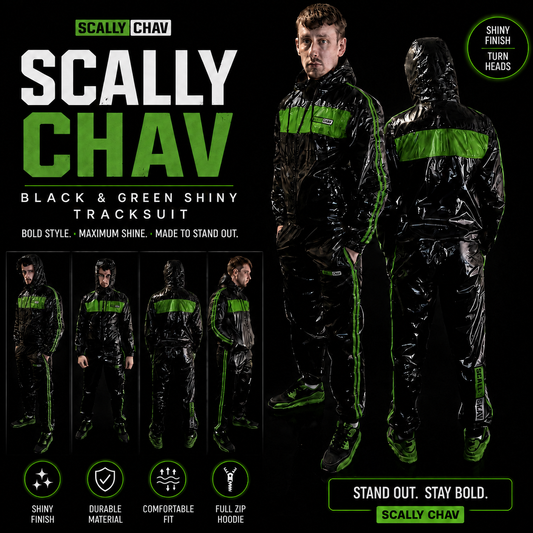 PRE ORDER Shiny Nylon Tracksuit Green and Black