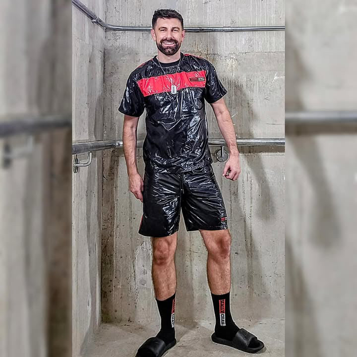 Red And Black Nylon Twinset