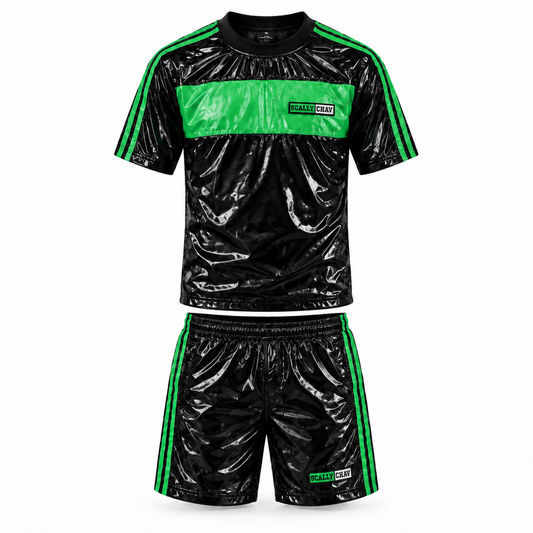 Green And Black Nylon Twinset