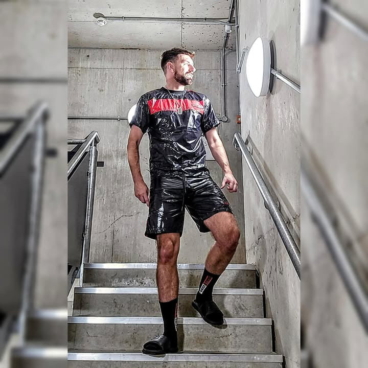 Red And Black Nylon Twinset