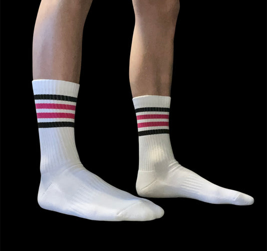 Sub/Pig SOLES pink and black stripe sock