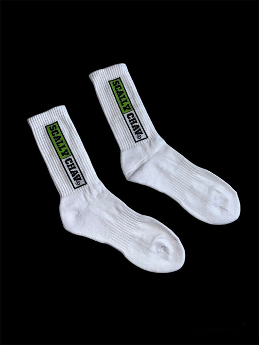 WHITE GREEN LOGO CLASSIC CREW SOCK
